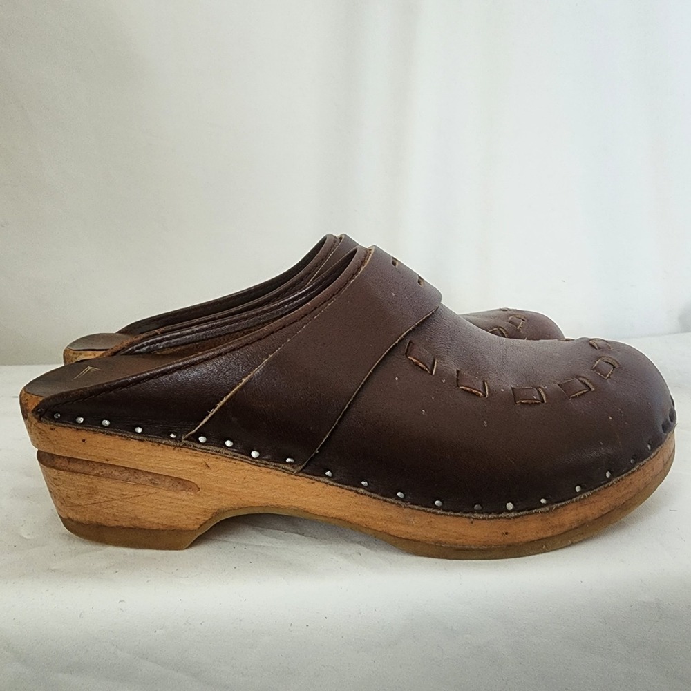 Bastad Toffeln Made in Sweden Brown Clogs Size 37